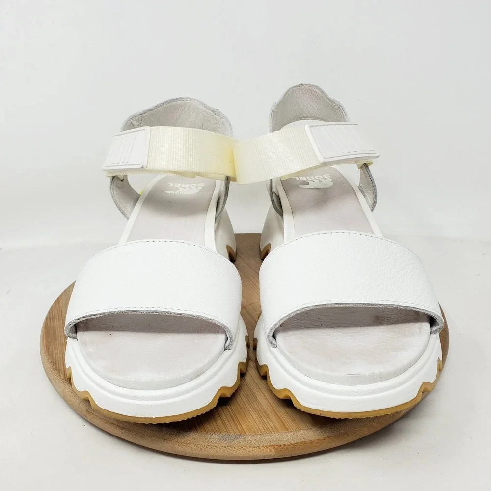 Sorel Kinetic Impact Y Sandals Womens 8 White Leather Y-Strap High Chunky Shoes - Picture 3 of 12